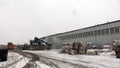 Loading the container with waste on a special machine .Recycling plant. Waste sorting and recycling business