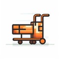 Pixelated Log Truck Icon With Orange Cart - Precise Linework And Minimalistic Style