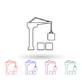 Loading crane multi color icon. Simple thin line, outline vector of logistic icons for ui and ux, website or mobile application Royalty Free Stock Photo