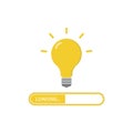 Loading creative idea concept. Progress loading bar. Yellow lightbulb icon. Vector