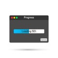 Loading data window with progress bar on white background. Royalty Free Stock Photo