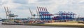 Loading dock / container terminal at the port of Hamburg Royalty Free Stock Photo