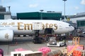 Loading of Emirates Airbus at Singapore Airport Royalty Free Stock Photo