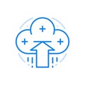 Loading files from cloud service vector line icon. Storage information online with technologies for downloading data.