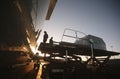 Loading freight onto Boeing 727 jet aircraft Royalty Free Stock Photo