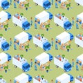 Loading Furniture Truck Seamless Pattern Vector.