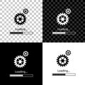 Loading and gear icon isolated on black, white and transparent background. Progress bar icon. System software update