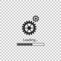 Loading and gear icon isolated on transparent background. Progress bar icon. System software update. Loading process