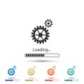 Loading and gear icon isolated on white background. Progress bar icon. System software update. Loading process symbol Royalty Free Stock Photo