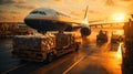Loading of goods on board a cargo plane, airport , Business logistic. ai generative Royalty Free Stock Photo