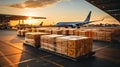 Loading of goods on board a cargo plane, airport , Business logistic. ai generative Royalty Free Stock Photo