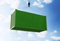 Green cargo container loading Royalty Free Stock Photo
