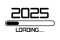 2025 with loading icon flat style. Progress bar almost reaching Happy new year. Vector illustration with 2025 loading. Isolated