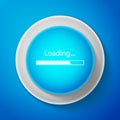 Loading icon isolated on blue background. Progress bar icon. Circle blue button with white line Royalty Free Stock Photo