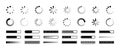 Loading icon, progress bar buffer loader, preloader vector set. Upload and download symbols, speed indicator buttons collection. Royalty Free Stock Photo