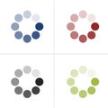 Loading icon set in different colors. Buffer loader or preloader. Donload or Upload. Collection of simple web download. Vector