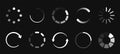 Loading icons set. Upload, download or updating status. Circular indicator of progress, loaders. Interface elements for Royalty Free Stock Photo