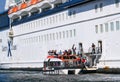 Loading LIfeboat on Celebrity Cruise Ship Royalty Free Stock Photo