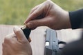 Loading a magazine. Loading Gun. Handgun magazine, Royalty Free Stock Photo
