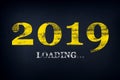 Loading New Year 2019 on chalkboard. Loading of 2019 New Year on chalkboard. Chalk Drawing: New year 2019 loading Royalty Free Stock Photo