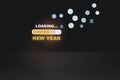 Loading new year happiness with currency symbol on black background