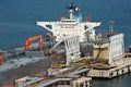 Loading oil tanker anchored at. Nakhodka Bay. East (Japan) Sea. 22.04.2014 Royalty Free Stock Photo