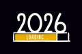 2026 loading progress bar banner. Vector doodle illustration background. New Year with download screen and number. Happy new year Royalty Free Stock Photo