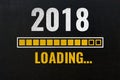 2018 loading with progress bar, chalk drawing on blackboard Royalty Free Stock Photo