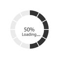 Loading progress bar. Circle shape. 50% loading. White background. Vector illustration Royalty Free Stock Photo