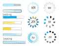 Loading progress bar vector style in doodle style. Updated progress circle bar icons. Loader button. Load progress bar for UI Royalty Free Stock Photo