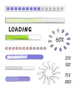 Loading progress bar vector style in doodle style. Updated progress circle bar icons. Loader button. Load progress bar for UI Royalty Free Stock Photo