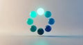 Loading Progress Circle Glowing Blue Teal Spheres on Gradient Background for Technology UI Royalty Free Stock Photo