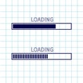 Loading progress status bar icon set. Web design app download timer. Notebook paper texture cell Squared blank sheet of copybook w