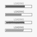 Loading progress status bar icon set. Web design app download timer. White background. Gray color. Flat trendy scribble element. I