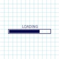 Loading progress status bar icon. Web design app download timer. Notebook paper texture cell Squared blank sheet of copybook white