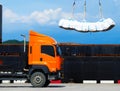 Loading refine sugar in jumbo bag into vessel hold. Cargo delivery and shipping