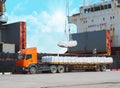 Loading refine sugar in jumbo bag into vessel hold. Cargo delivery and shipping