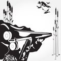 Loading of a rifle concept black and white vector illustration in flat style