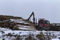 Loading of roundwood on timber yard