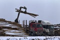 Loading of roundwood on timber yard