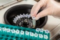 Loading a sample to centrifuge Royalty Free Stock Photo