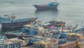 Loading a ship in Port Said timelapse in Dubai, UAE.