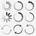 Loading status icons, round progress bar. vector Royalty Free Stock Photo