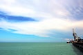 Loading terminal of coal products for cargo ships, bulkers and view of the cargo cranes loader.Australia?2018 Royalty Free Stock Photo