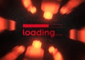 Loading title sign with status bar, grunge style with grain and partial blur