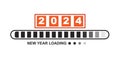 Loading 2023 to 2024 progress bar. Happy new year 2024 welcome. Year changing from 2023 to 2024. end of 2023 and starting of 2024