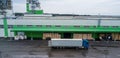 Loading the truck at the factory. Freight. Industrial warehouse