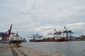 Loading and Unloading Container at Tanjung Priok Port Royalty Free Stock Photo