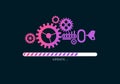 Loading or updating files with mechanism illustration. Vector illustration design