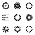 Loading and waiting icons set, simple style Royalty Free Stock Photo